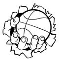 Basketball Ball Hand Ripping Background Royalty Free Stock Photo