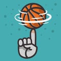 Basketball Ball Hand Spinning Finger Balance Illustration Vector Graphic