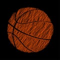 Basketball ball - hatched abstract sport logo. Print for athletic t-shirt, clothes, apparel. Vector illustration.