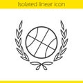 Basketball ball in laurel wreath linear icon