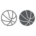 Basketball ball line and glyph icon, sport and game, play sign vector graphics, a linear pattern on a white background Royalty Free Stock Photo