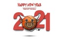 2021 and Basketball ball made in the form of bull