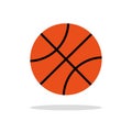 Basketball ball. Orange ball with black lines for basket. Icon of basketball play and competition. Logo for sport and game. Badge Royalty Free Stock Photo