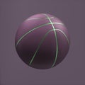 Basketball Ball. Sport Ball 3D Rendering. Colored Purple Background.