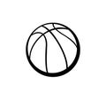 Basketball ball. Sports equipment for athletes. Isolated on white background. Symbol, icon. Monochrome Stencil Royalty Free Stock Photo
