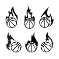 Basketball ball surrounded by flames. Royalty Free Stock Photo