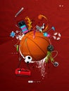 Basketball ball on the wall, graffiti Royalty Free Stock Photo