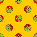 Basketball ball Zombie pattern seamless. Green dead ball and brain background. vector texture