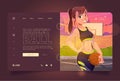 Basketball banner with girl with ball on court Royalty Free Stock Photo