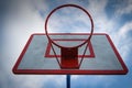 Basketball basket against the background of the sky bottom view Royalty Free Stock Photo