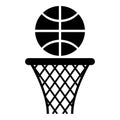 Basketball basket and ball Hoop net and ball icon black color vector illustration flat style image Royalty Free Stock Photo
