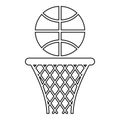 Basketball basket and ball Hoop net and ball icon outline black color vector illustration flat style image Royalty Free Stock Photo