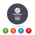 Basketball basket and ball icon. Sport symbol. Royalty Free Stock Photo