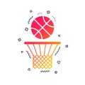 Basketball basket and ball icon. Sport symbol. Vector Royalty Free Stock Photo