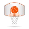 Basketball basket, hoop, ball isolated on white background Royalty Free Stock Photo