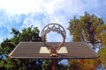 Basketball basket seen from below