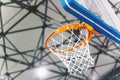 Basketball basket at a sports arena. Scoring the winning points at a basketball game Royalty Free Stock Photo