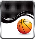 Basketball on black checkered wave background