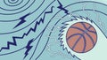 Basketball Breaking Through Surface, Powerful Concept, vector design Generative AI Royalty Free Stock Photo