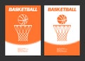 Basketball brochure or web banner design with ball and hoop icon Royalty Free Stock Photo