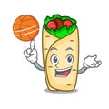 With basketball burrito character cartoon style Royalty Free Stock Photo