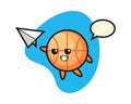 Basketball cartoon throwing paper airplane