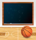 Basketball Chalkboard on Court Illustration
