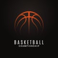 Basketball championship logo. Ball on black object Royalty Free Stock Photo