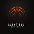 Basketball championship logo. Ball on black object