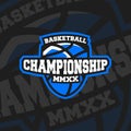Basketball championship logo isolated on black background. Royalty Free Stock Photo