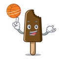 With basketball chocolate ice cream character cartoon