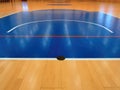 Basketball circle inside of sport hall. Royalty Free Stock Photo