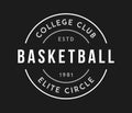 Basketball college club circle white on black