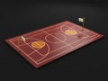 basketball court, baseline Outdoor, 3d illustration isolated black.