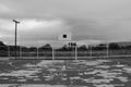 Basketball court on a cloudy day nature background