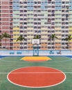 Basketball Court and Colourful facades in Hong Kong