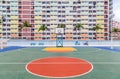 Basketball Court and Colourful facades in Hong Kong