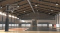 Basketball court with hoop and tribune mock up, front view