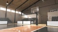 Basketball court with hoop and tribune mockup, side view Royalty Free Stock Photo