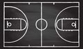 Basketball court isolated on blackboard texture with chalk rubbed background. Vector illustration Royalty Free Stock Photo