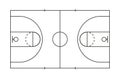 Basketball court. Line of marking of basketball field. Plan with basket, center, frame and game area. Outline square pitch for