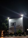 Basketball court night view, sport that loved by people around the world Royalty Free Stock Photo