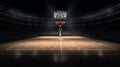 Basketball court in old school gym. 3d render illustration Royalty Free Stock Photo