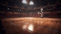 Basketball court in old school gym. 3d render illustration Royalty Free Stock Photo