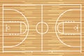 Basketball court with parquet wood board. Vector