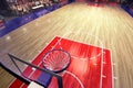 Basketball court with people fan. Sport arena.Photoreal 3d render background. blured in long shot distancelike leans optical