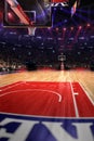 Basketball court with people fan. Sport arena.Photoreal 3d render background. blured in long shot distancelike leans optical