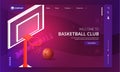 Basketball court with realistic ball on glossy cool background.