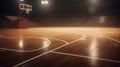 Basketball court. Sport arena. AI generated background. unfocus in long shot distance Royalty Free Stock Photo