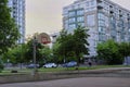 Basketball court in urban area